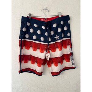 O’Neill Hyperfreak beer pong solo cup boardshorts swim trunks mens size 33